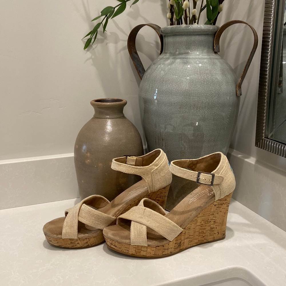 Casual canvas uppers, cork heels. Think Spring. Flirty and Fun. Comfortable